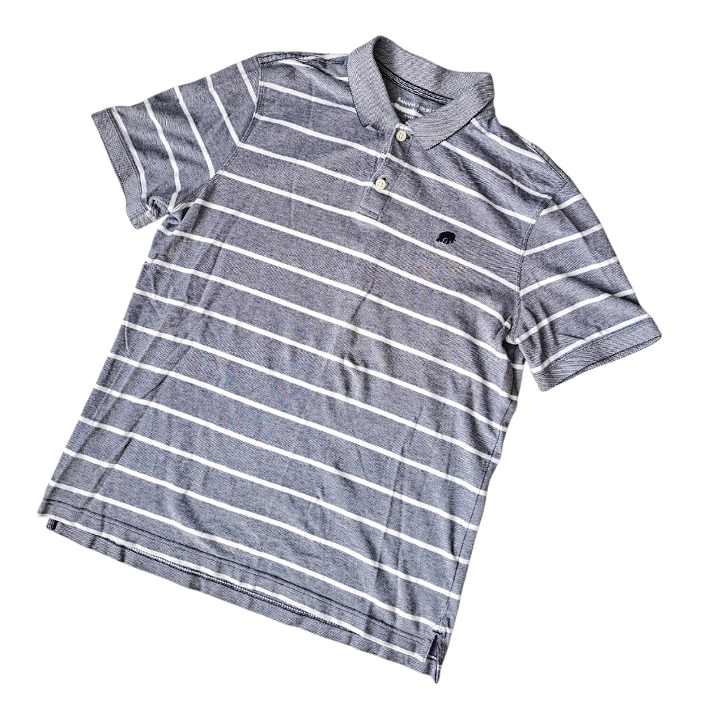 ⛳ Banana Republic Mens Collared Striped Polo - Size L - Picture 2 of 10
